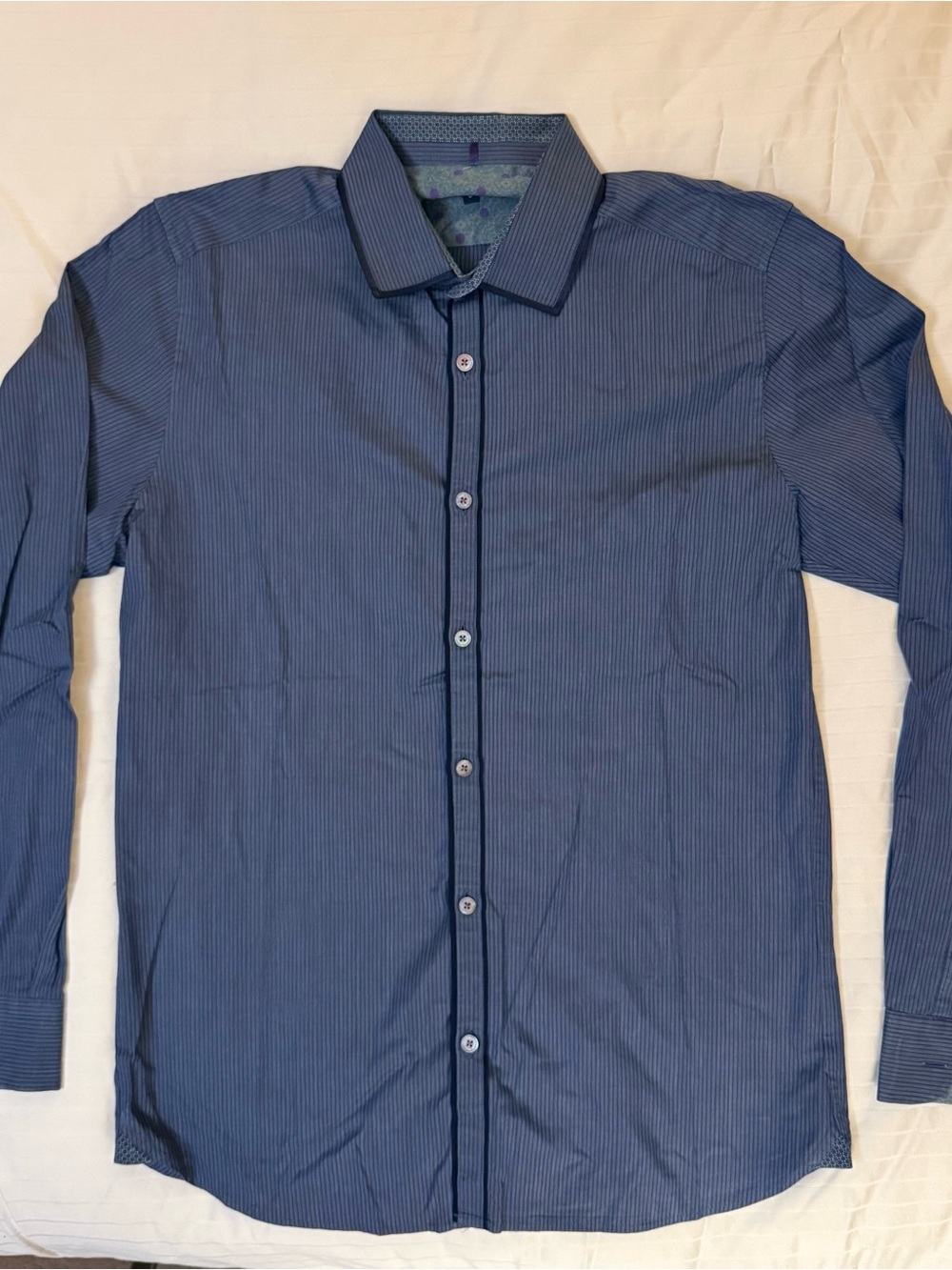 Ted Baker London Blue Pinstripe Dress Shirt sz 3 M Like New